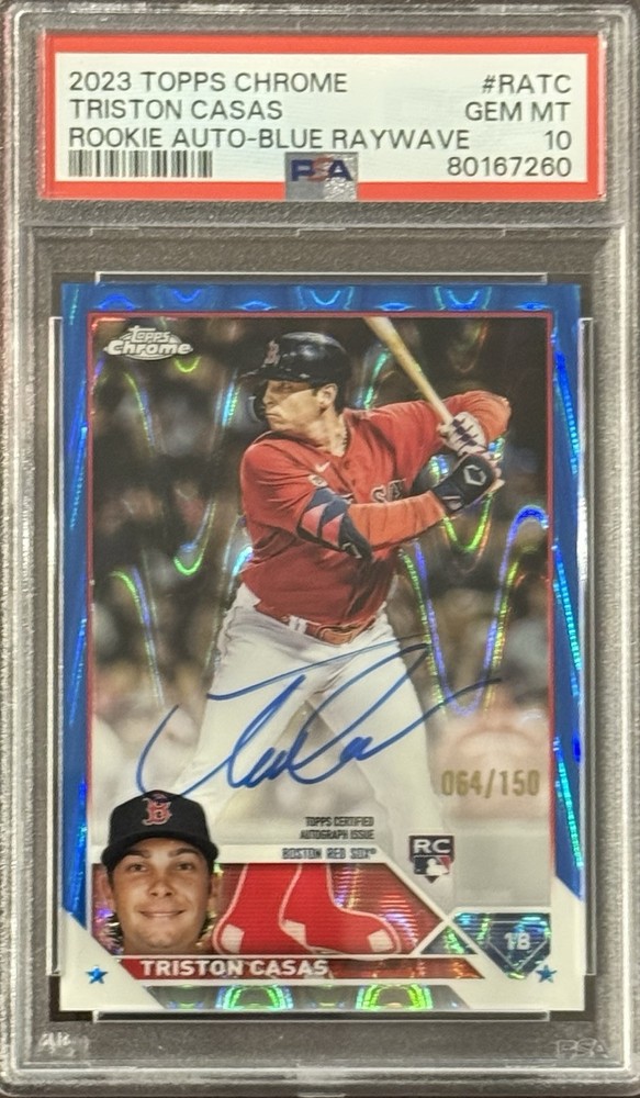 2023 Topps Chrome - Triston Casas Auto - Blue RayWave /150 - PSA 10
