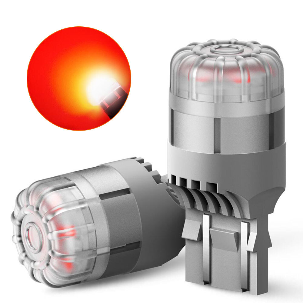 AUXITO 7443 LED Strobe Light Brake Stop Bulbs Safety Warning Red Super Bright X2