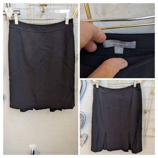 Black Bottom Pleat Ann Tayolor SZ 2 Business Skirt