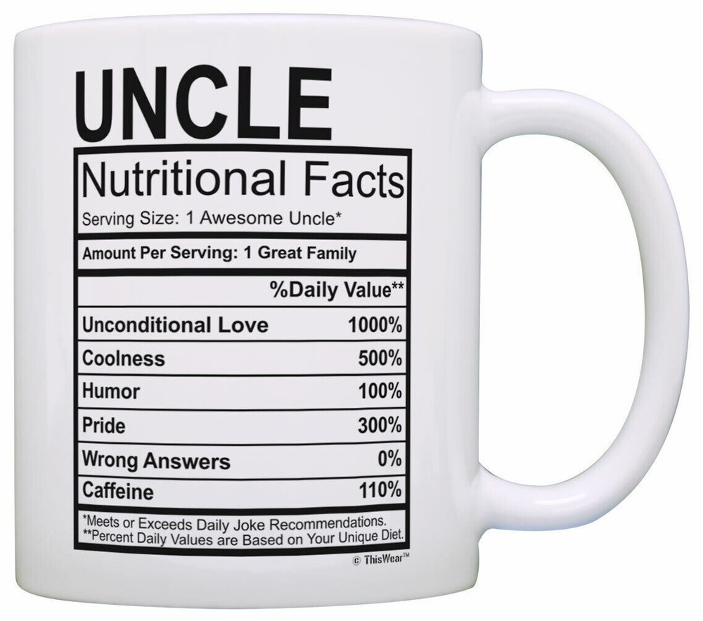 Funny 11OZ Coffee Mug with Nutritional Facts Label for Father’s Day or Uncle Gifts-image