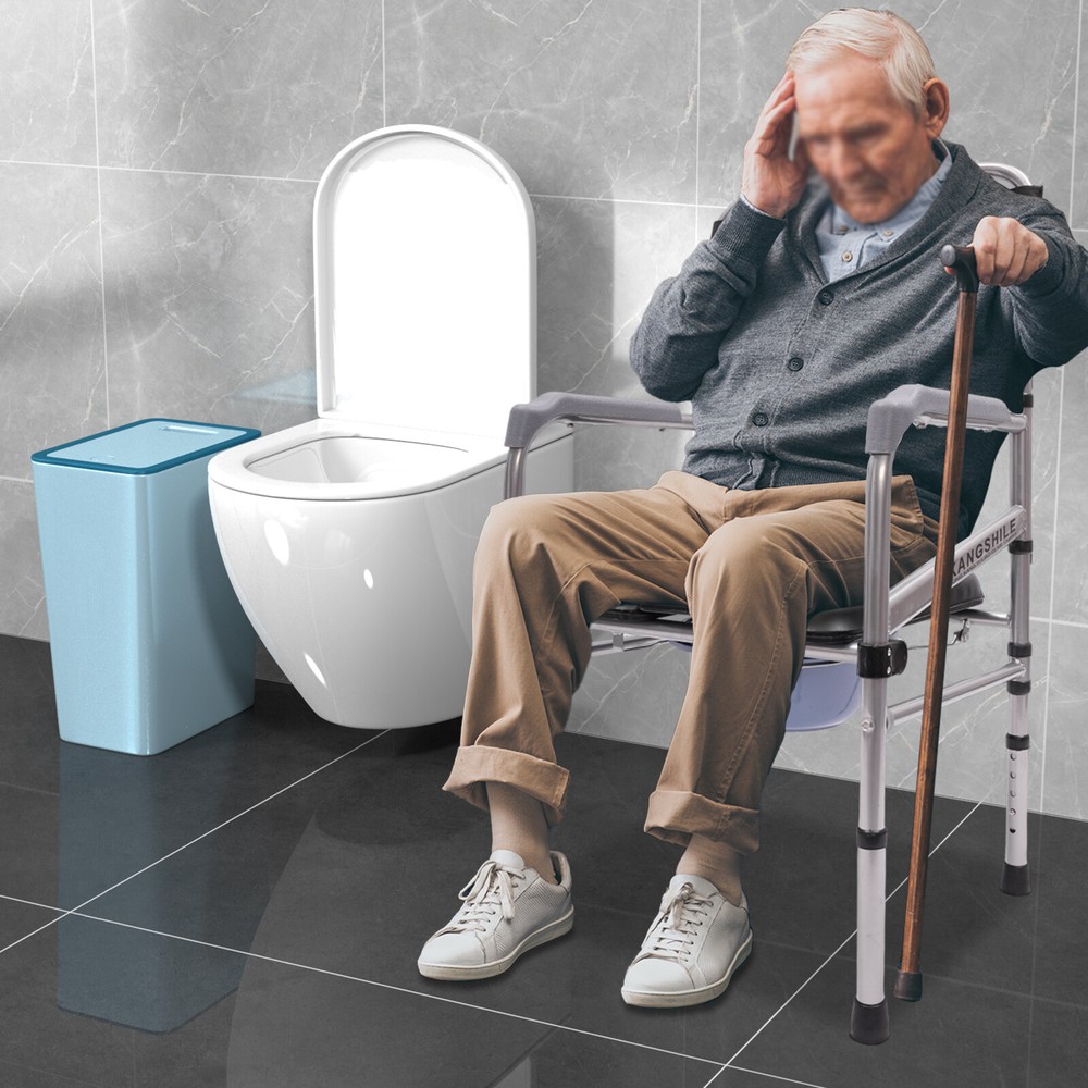 Foldable Shower Chair with Commode for Bathroom Safety