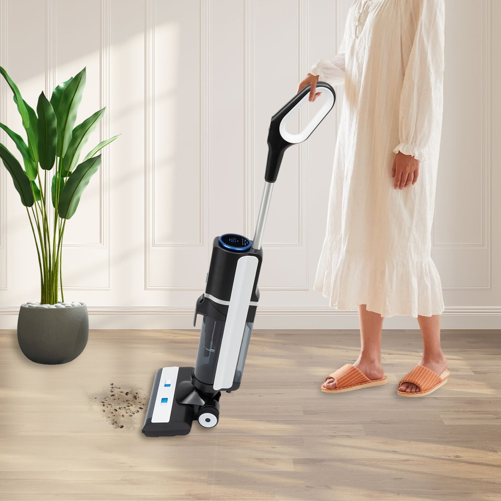 Cordless Wet Dry Vacuum Mop for Hardwood Floors with LED Light