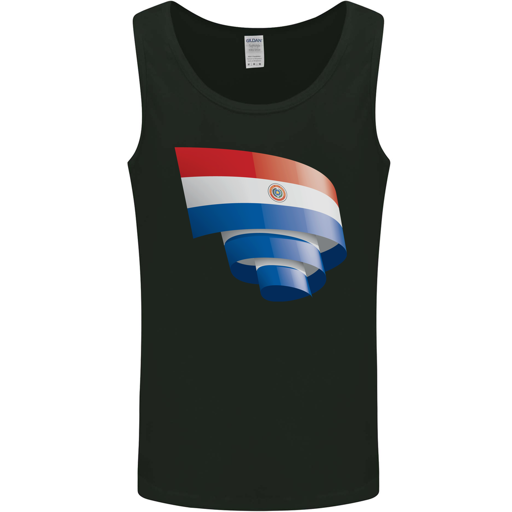 Curled Paraguay Flag Paraguayan Day Football Mens Vest Tank Top