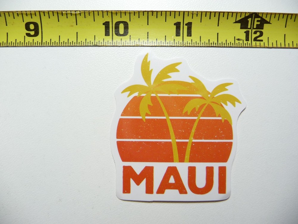 Maui Sunset Palm Trees Distressed Decal Sticker Hawaii Vacation Souvenir Love