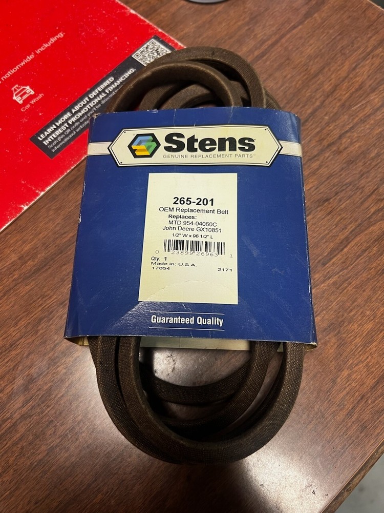 NOS Stens OEM Spec Belt fits CUB CADET-MTD 954-04060C JOHN DEERE GX10851 265-201