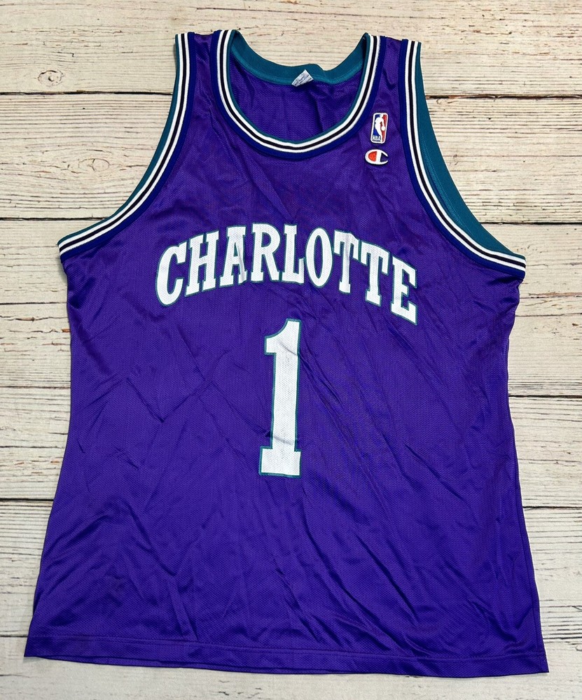 Champion NBA Muggsy Bouges Charlotte Hornets Jersey Check Pics For Size