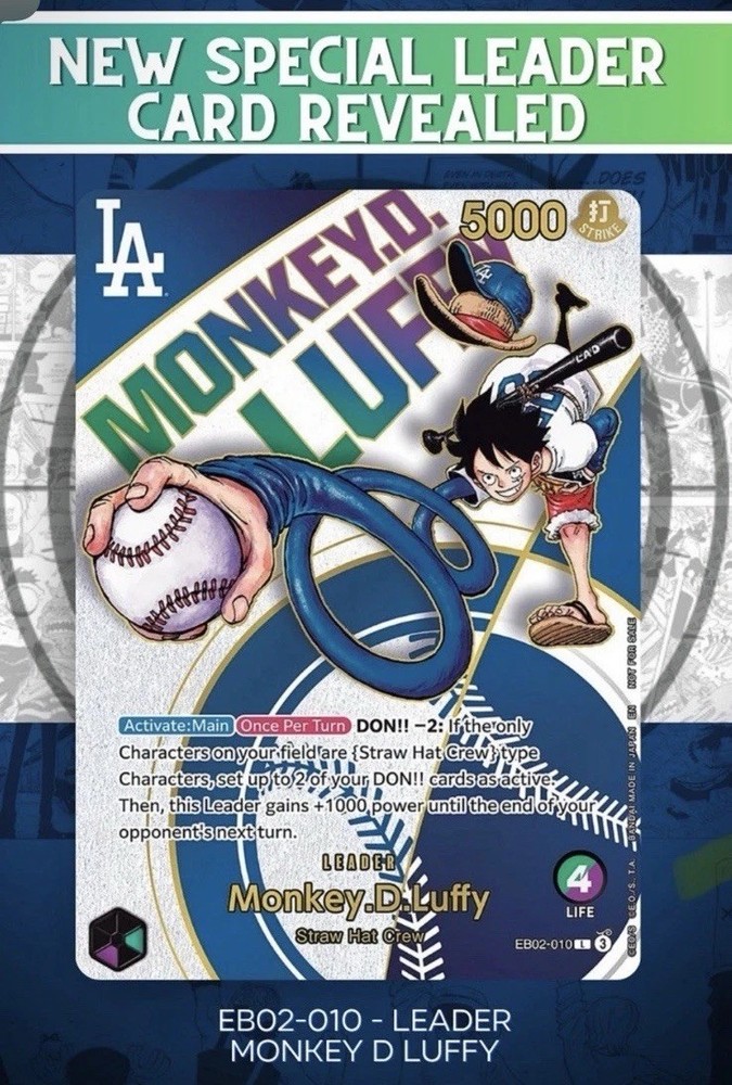 PRESALE Dodgers x One Piece Promo Card Monkey D Luffy OPTCG 07/03/25-image