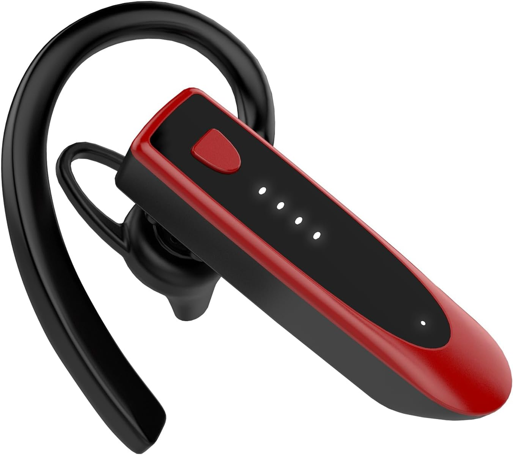 Bluetooth Earpiece 5.3 Wireless Handsfree Headset with Microphone 20Hrs Call Red