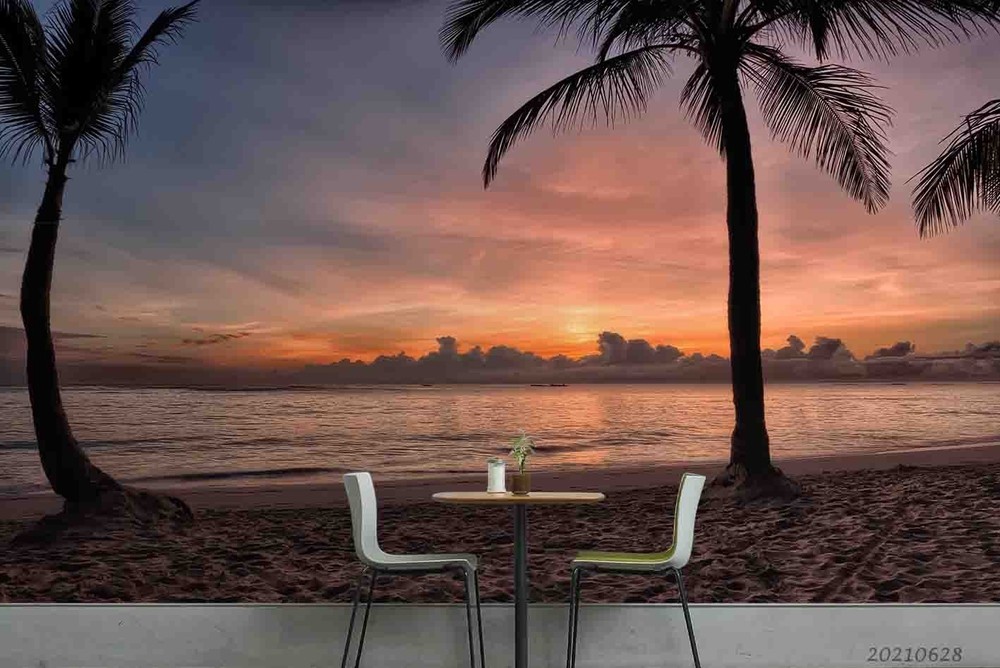 3D Ocean Sunset Tropical Landscape Wall Murals Wallpaper Murals Wall Sticker