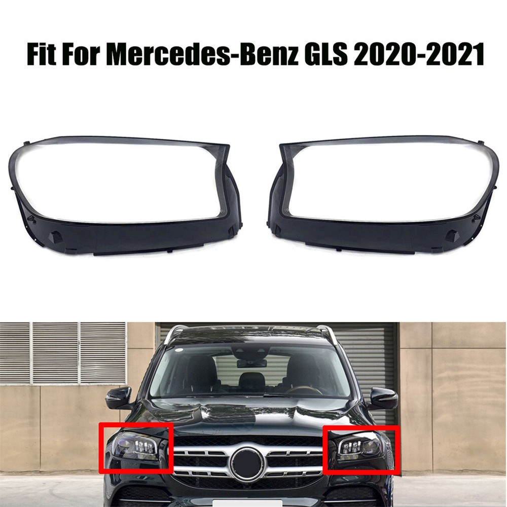 Fit For Mercedes-Benz GLS 2020-2021 Headlight Headlamp Clear Lens Cover Pair