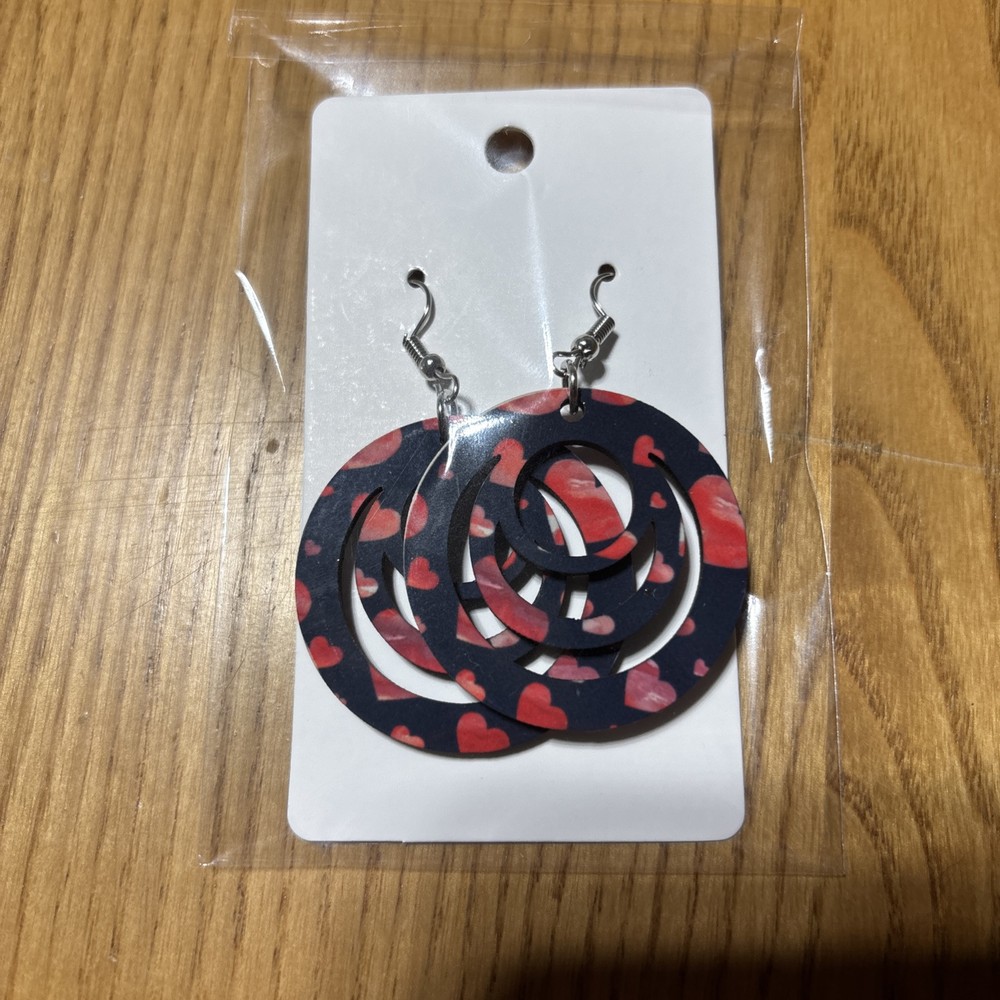 Earrings / Hearts/  MDF Hook Backs Hand Sublimated/ Both Sides