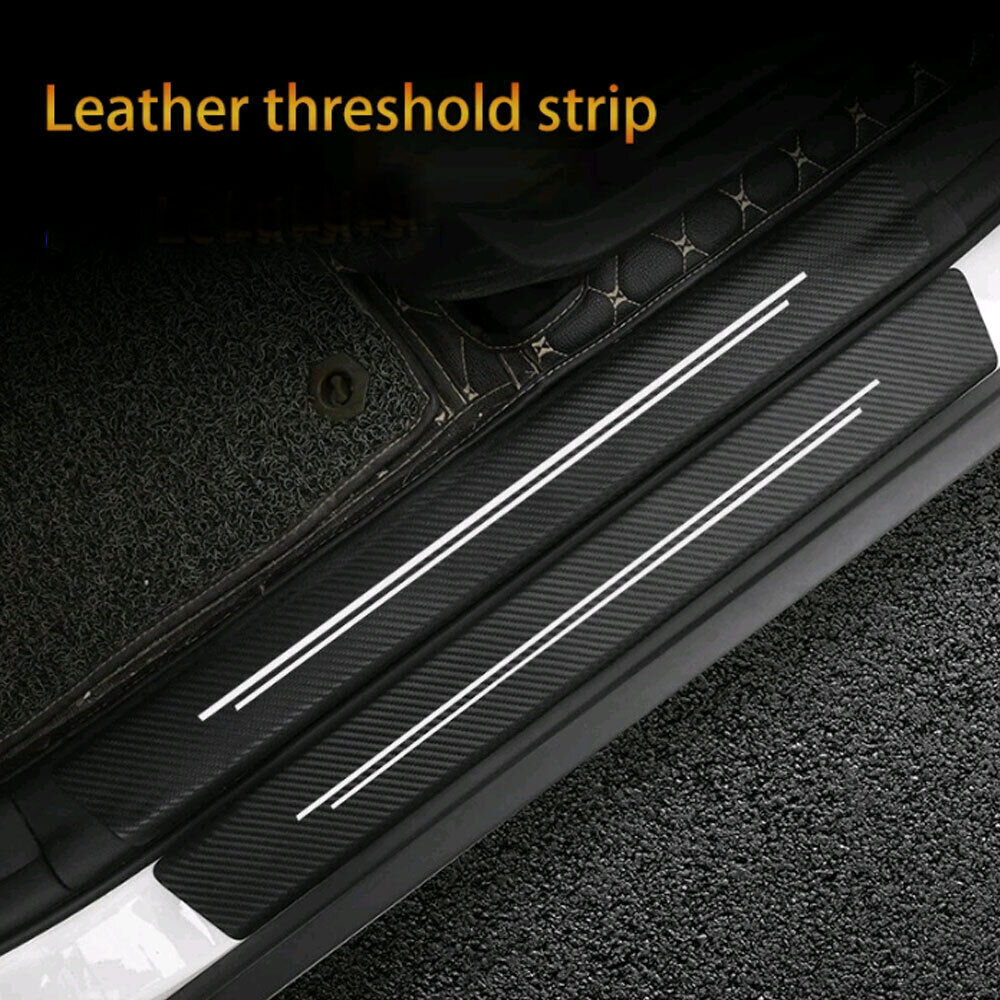 4× Carbon Fiber Car Door Sill Cover Scuff Plate Anti-Scratch Sticker Accessories