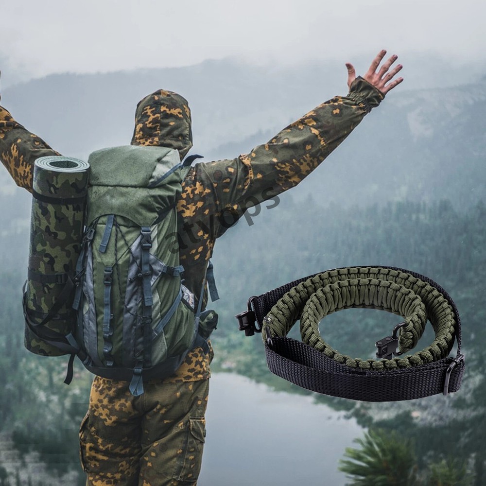 Tactical 2 Point Rifle Sling with Tri-Lock Swivel Adjustable Nylon Webbing Strap