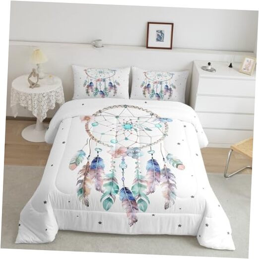 Dream Catcher Bedding Set Queen Size Girls,Floral Flower Comforter Set Cherry