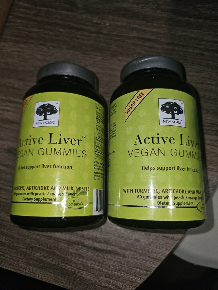 Lot Of 2 Bottles Of Active Liver Vegan Gummies Peach and Mango 120 Gummies Total