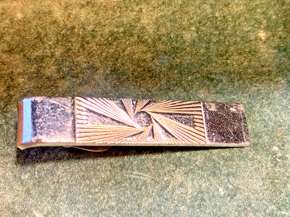 Vintage Men's Neck Tie Clasp Bar Clip Sunray Symbol