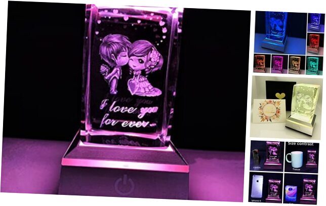 3D Sweetheart Crystal Multicolor Night Light Mood Light,I Love You Gifts