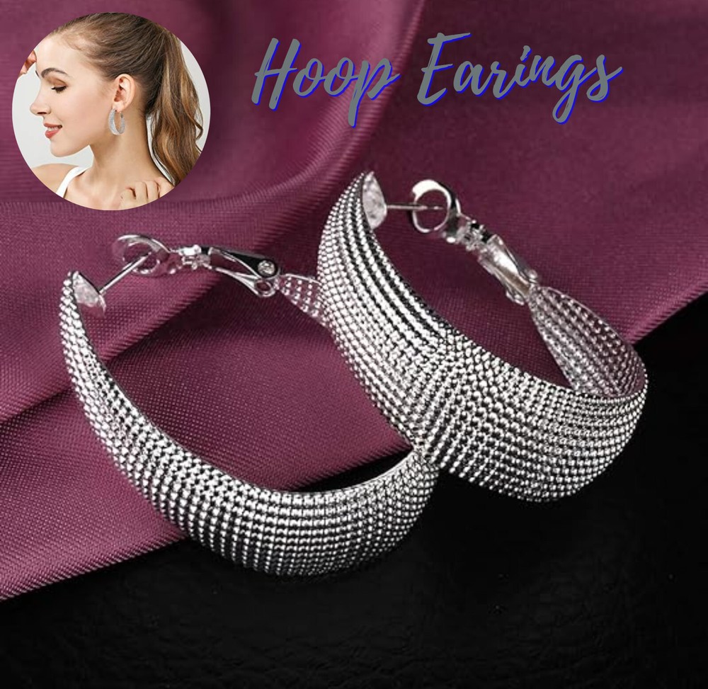 Women Earrings Shiny 925 Sterling Silver Filled Big Egg Shape Hoop Jewellery