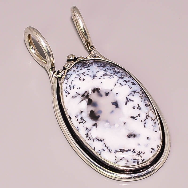 Natural Dendrite Opal Oval Shape Handmade 925 STERLING SILVER PLATED PENDANT