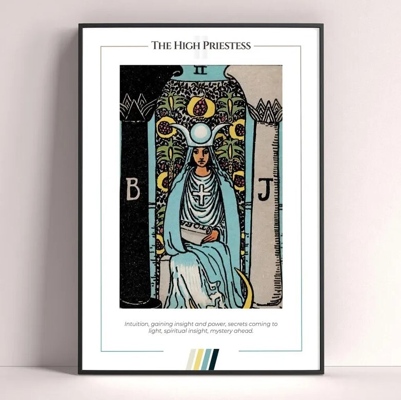 High Priestess Tarot Card Art Print for Witchy Home Decor and Gifts