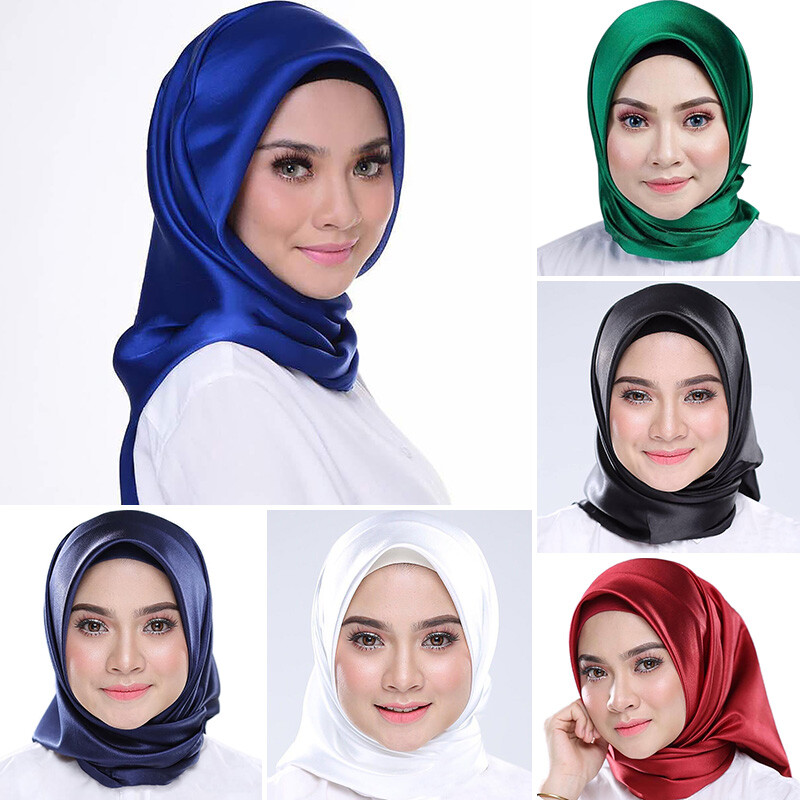New Women's Square Silk Satin Muslim Hijab Scarf Head Wrap Casual Gift