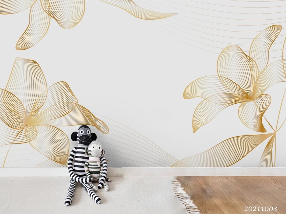 3D Abstract Gold Floral Wall Murals Wallpaper Murals Wall Sticker 151