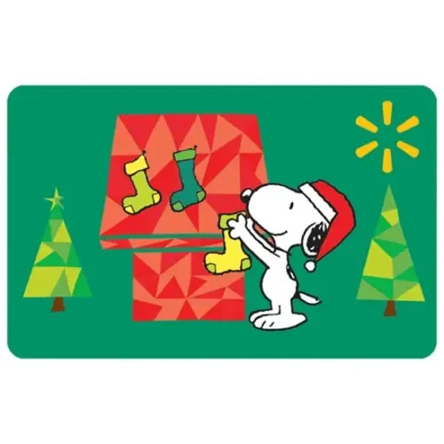 Walmart Gift Card Peanuts Snoopy Decorating His Dog House Christmas No $0 Value-image