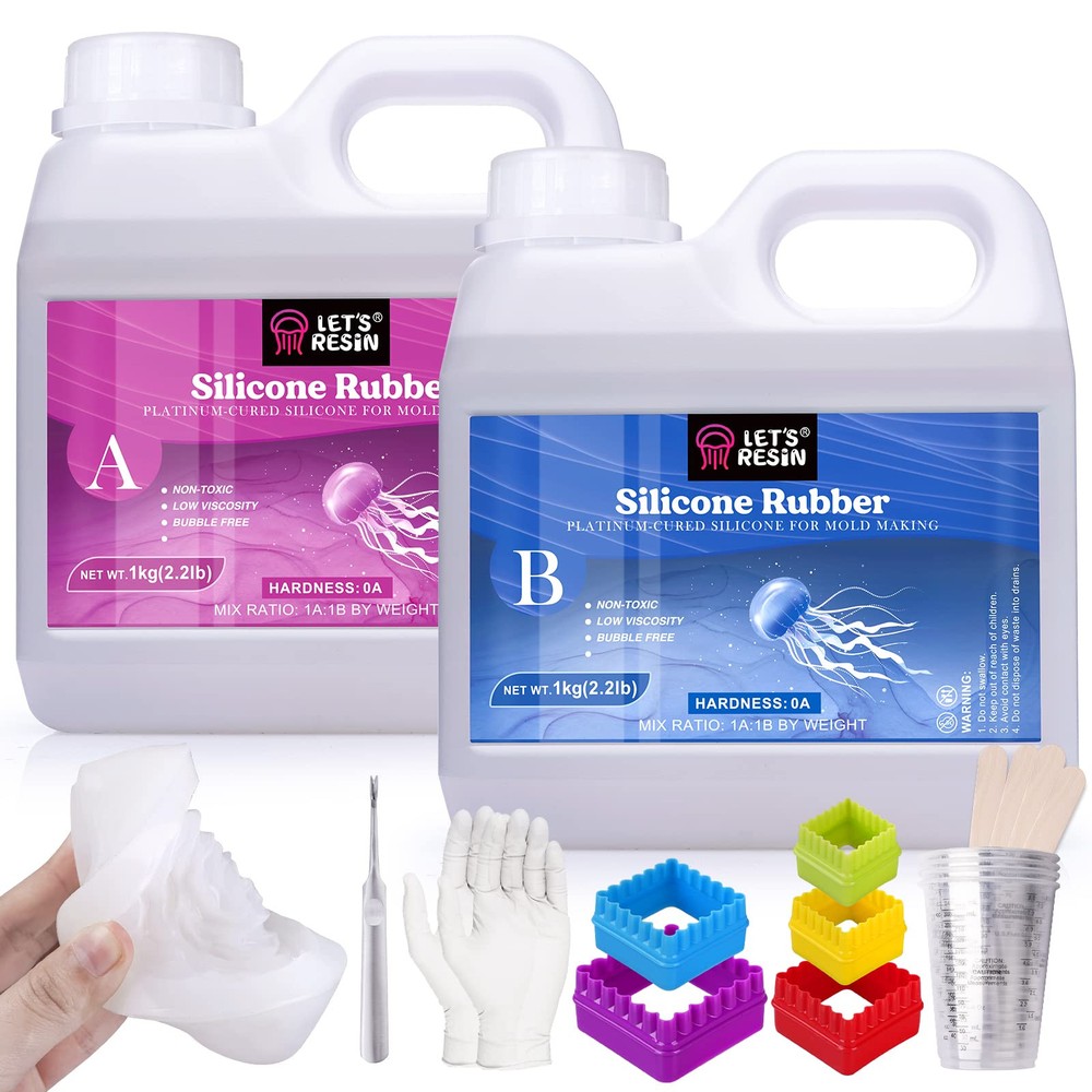 Silicone Mold Making Kit 0A, Extra Soft & Elastic Molding Silicone 70.5oz, Li...