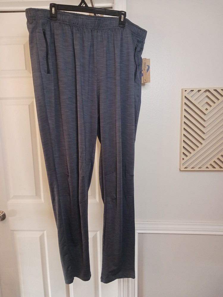 Asics Men's Tech Track Pants 3XL Gray Zip Pockets Tapered Leg