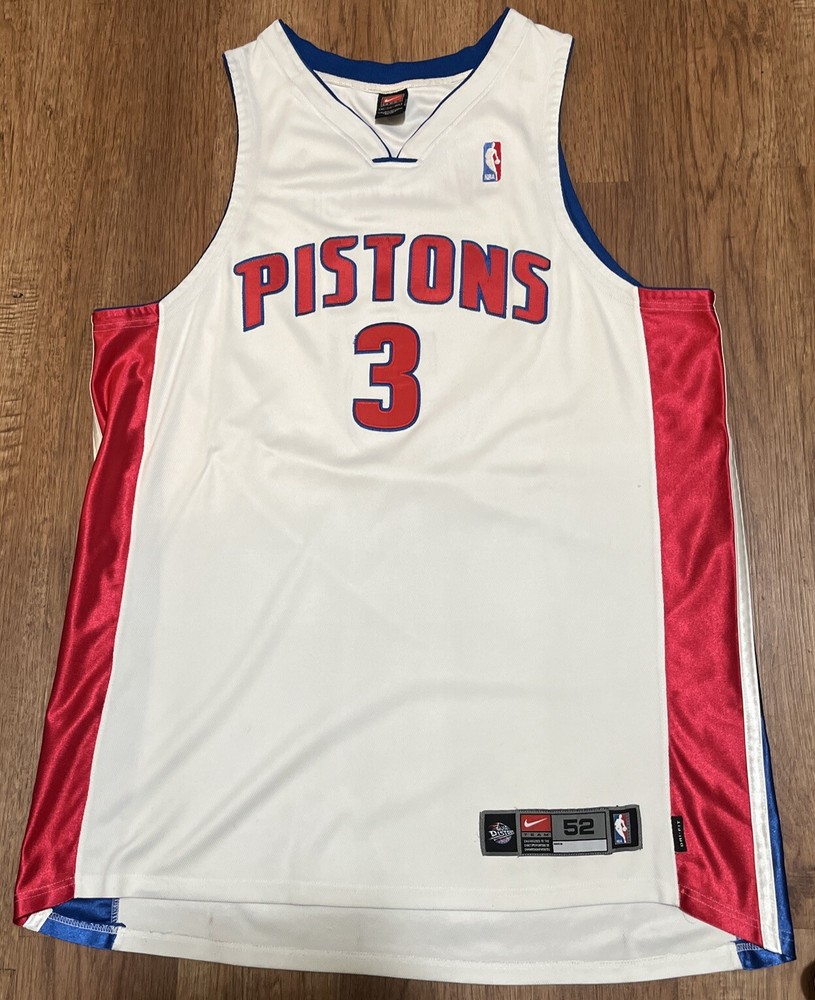 Vtg Nike Ben Wallace Detroit Pistons White Authentic Jersey sz 52/ XXL EUC Rare