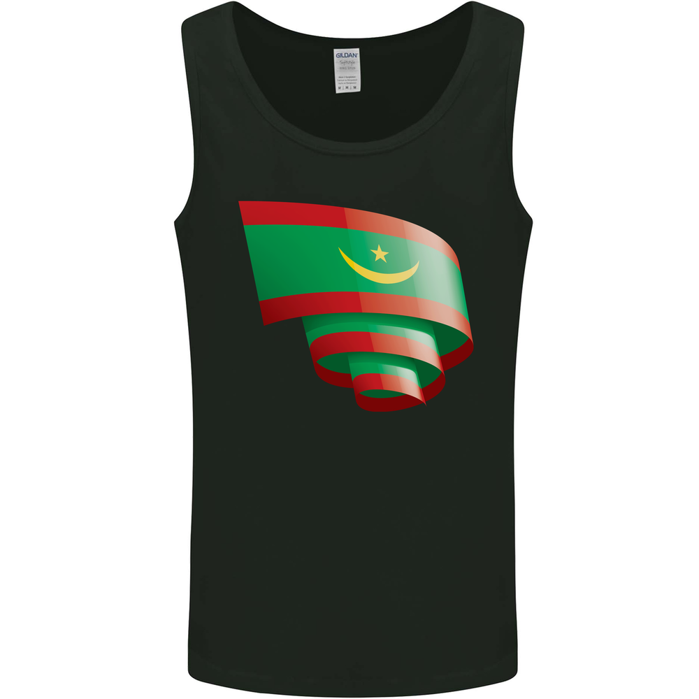 Curled Mauritania Flag Mauritanian Day Football Mens Vest Tank Top