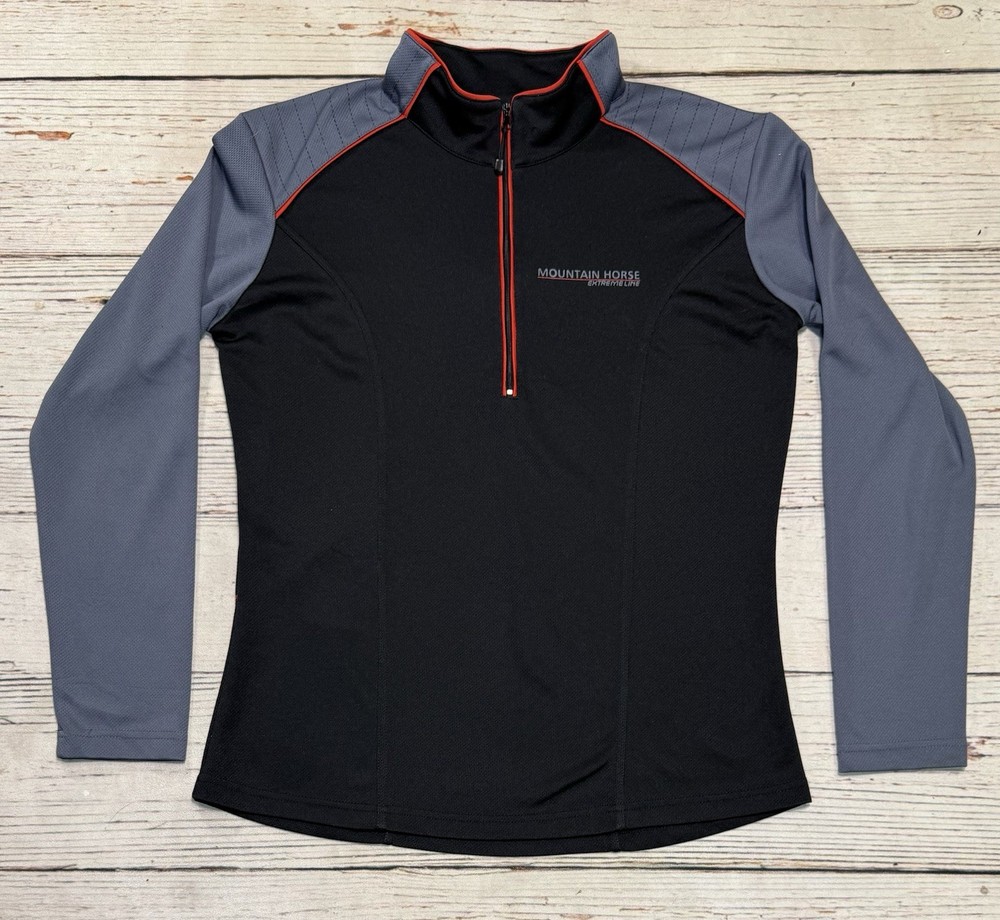 Mountain Horse 1/4 Zip Performance Pullover Women’s Sz M Extreme Line Black/Gray