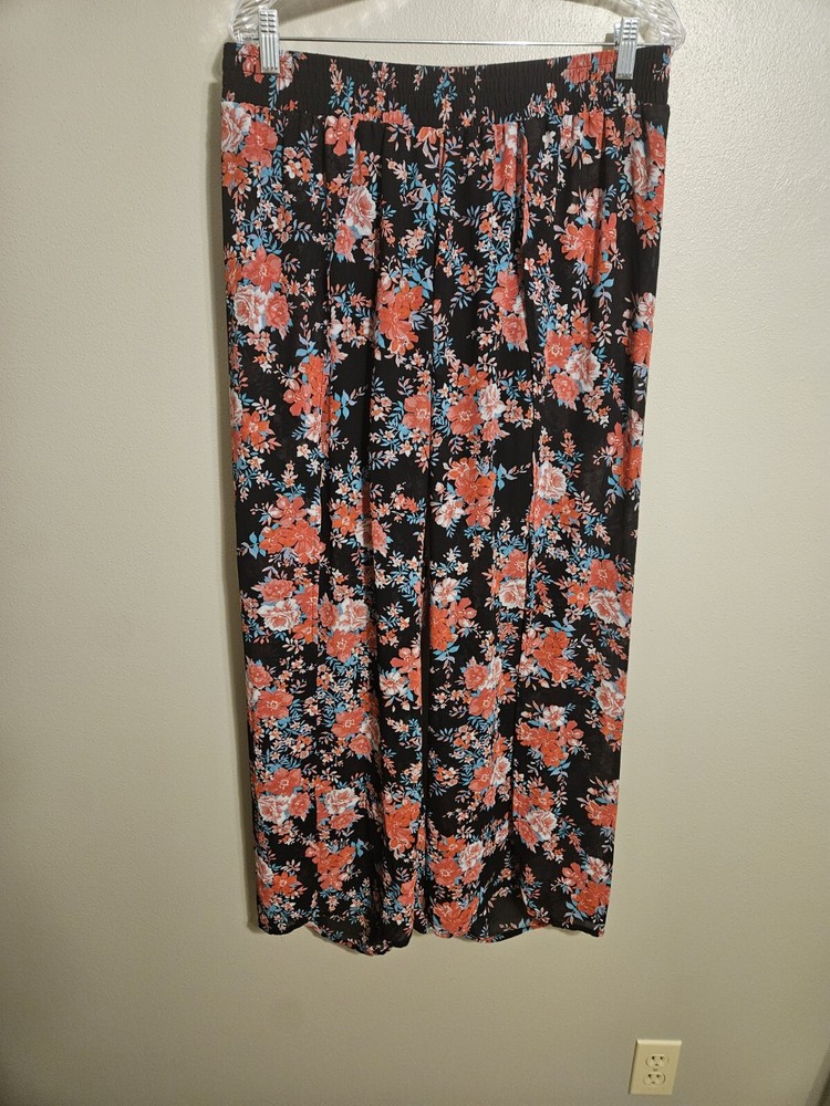 TORRID Womens Floral Sheer Palazzo Pants Shorts Attached Elastic Waist Size 00
