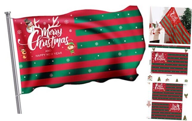 Christmas Flag Christmas National Flag Christmas Snowman Elf Red Green Style