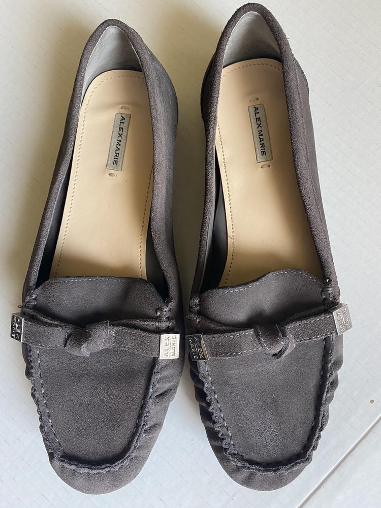 Alex Marie Dillards Women's Size 8.5 Grey Halden Leather Slip On Loafers Shoes