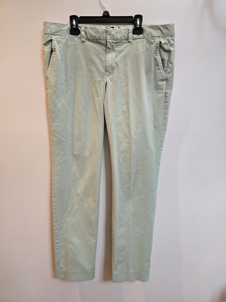 LANDS' END Pants Womens 12 Canvas Slim Bootcut Stretch Twill Cotton Mint Green