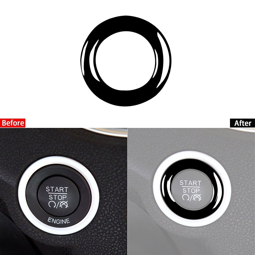 Glossy Piano Black Engine Ignition Switch Ring Trim For Dodge Challenger 2015-23