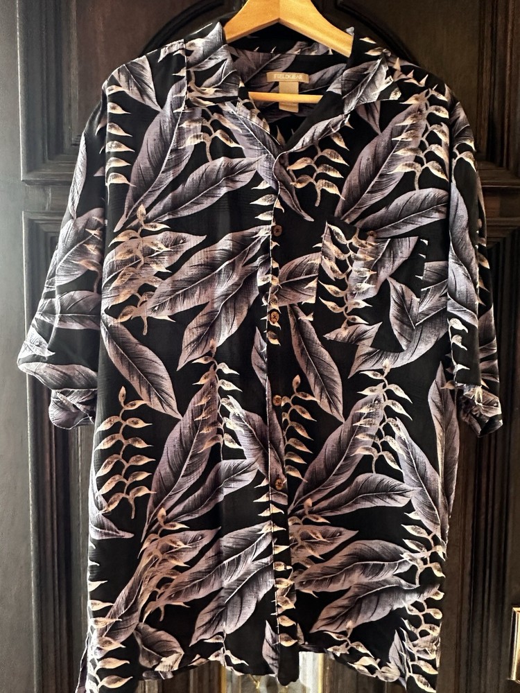 XLT Mens 100 % silk camp shirt Hawaiian Print by Field Gear