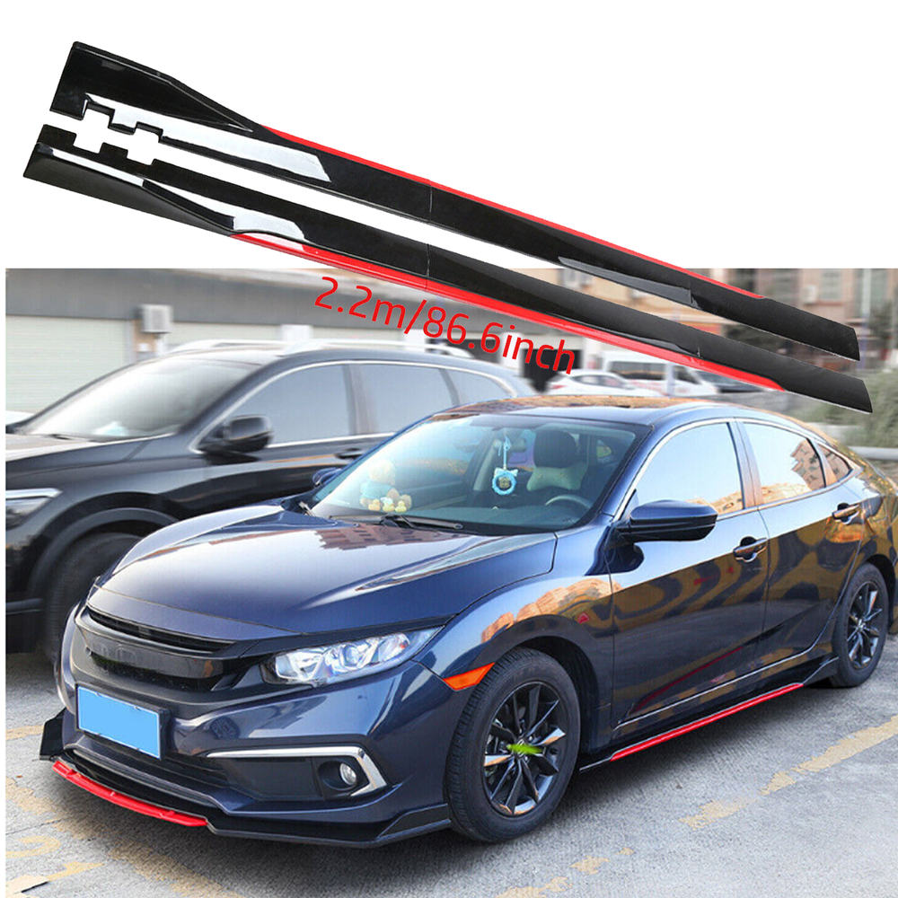 For Honda Civic Side Skirt Extension Body Kit Splitter Spoiler Glossy Black