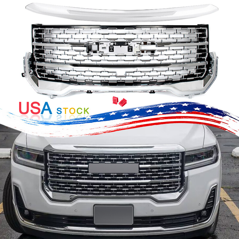 For GMC Acadia Denali 2020 2021 2023 Chrome Front Upper Grille Hood Molding Trim