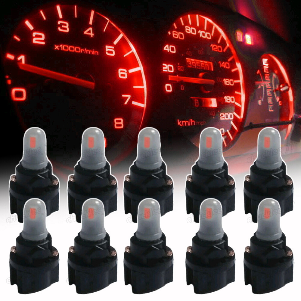 10pcs T5 LED Bulbs Red Car Dashboard Instrument Panel Light Lamp Accessories