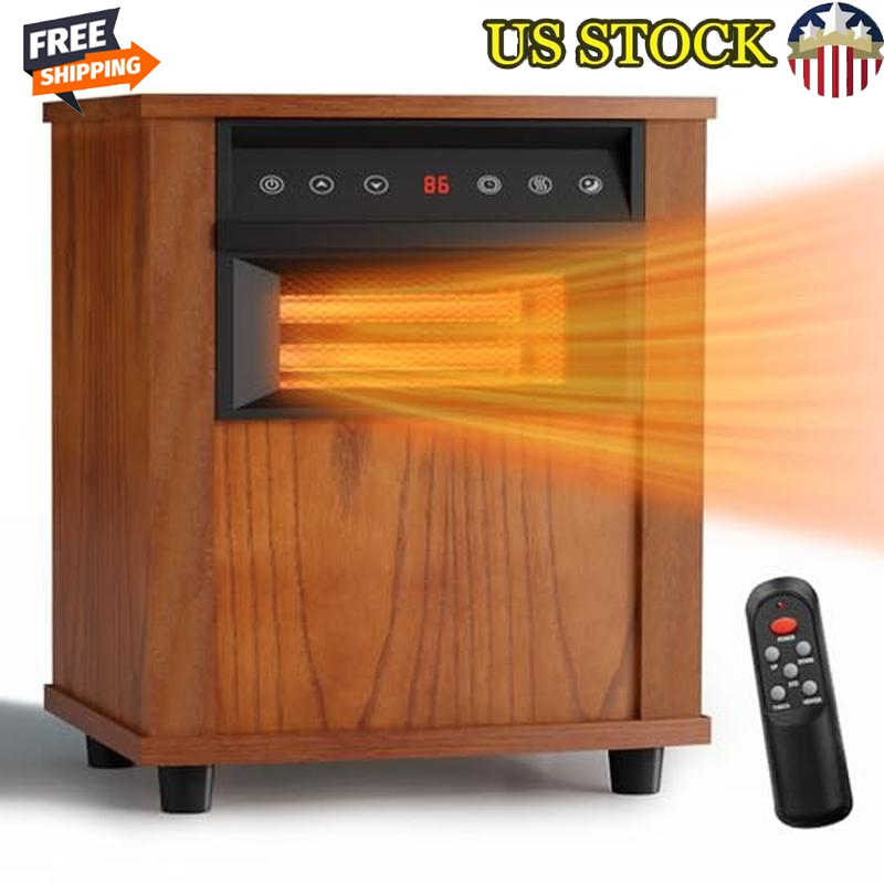 Infrared Electric Heater 1500W Indoor Use W/ Timer Quiet Tip-Over Protection