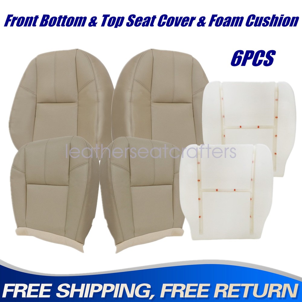 Driver&Passenger Side Leather Seat Cover Tan&Front Foam For 2007-2014 GMC Sierra