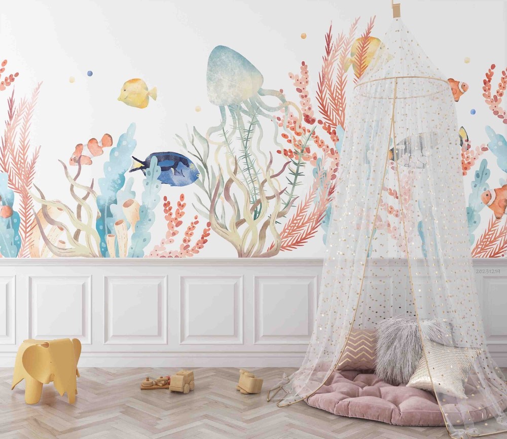 3D Watercolor Undersea World Wall Murals Wallpaper Murals Wall Sticker