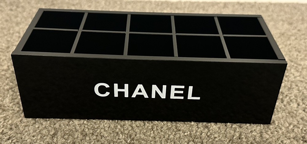 Chanel Beauty Counter Acrylic Black Makeup Storage 10 Slots Organiser