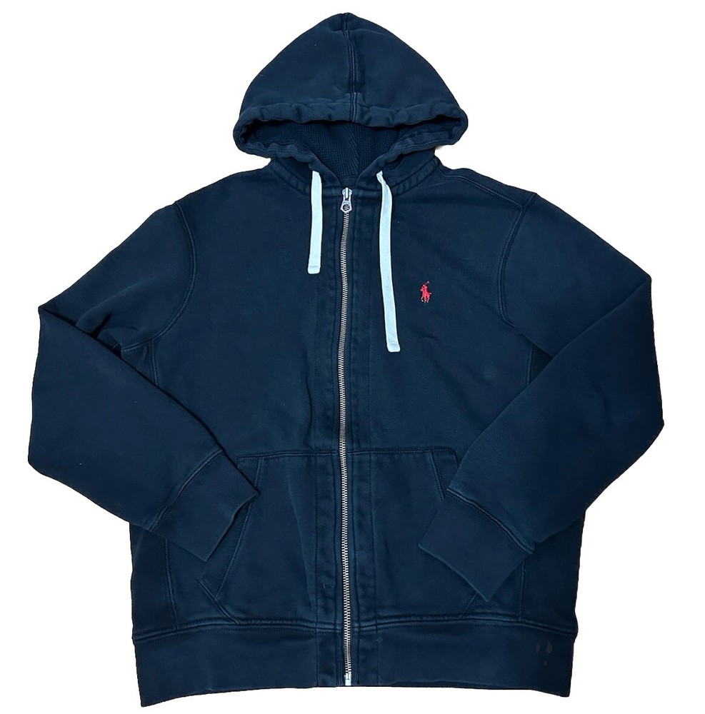 USED CONDITION Men’s Black POLO BY RALPH LAUREN Zip Up Hoodie LARGE