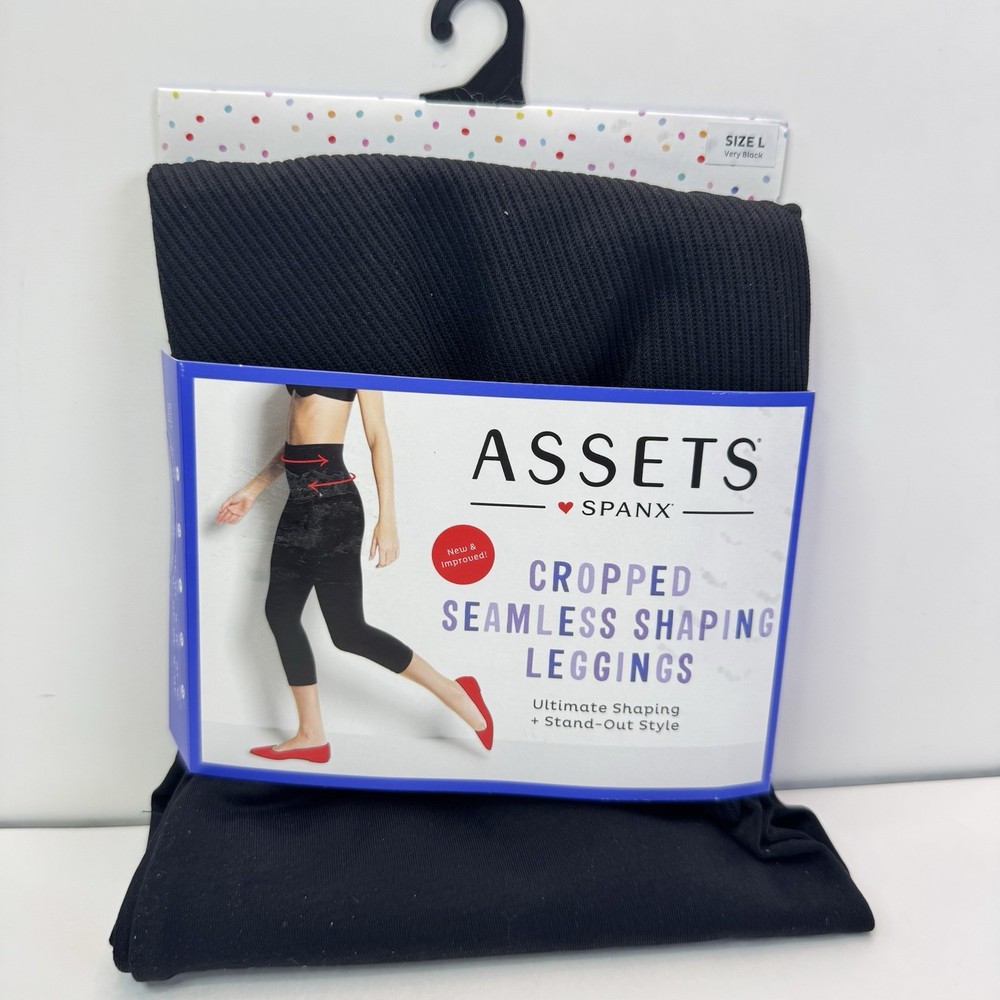 SPANX Women's Black Assets Cropped Shaping Leggings Size L New