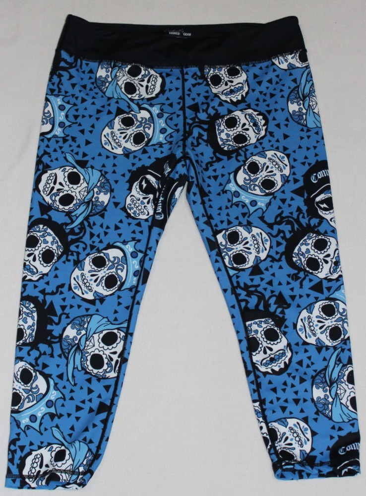 Constantly Varied Gear Women's Sugar Skull Compton Capri Leggings Size XXL Blue