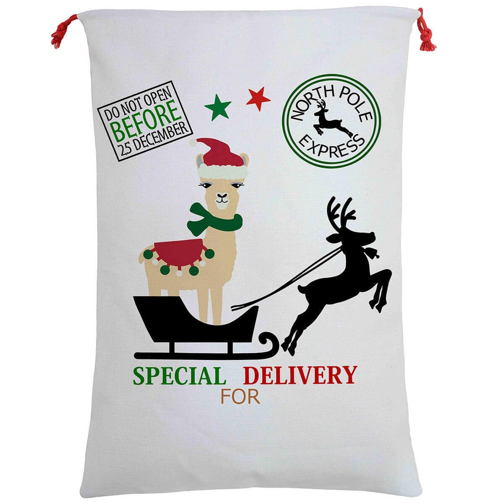 NNEDSZ 50x70cm Canvas Hessian Santa Sack Reindeer Xmas Stocking for Kids Gift