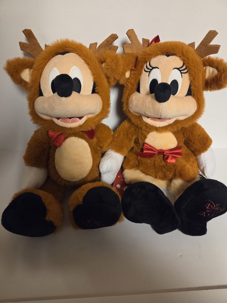 Disney 2025 Christmas Mickey Mouse  & Minnie Mouse Reindeer 15 - Inch Plush NWT
